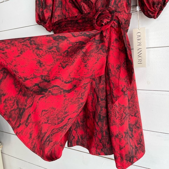 NWT Ronny Kobo Torrey Snakeskin-Print Mini Dress Size Large - Picture 10 of 10